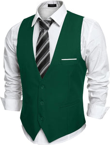 Men's Light Grey Sleeveless Formal Slim Fit Suit Vest