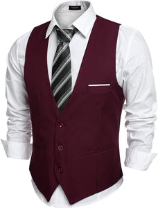 Men's Pink Sleeveless Formal Slim Fit Suit Vest