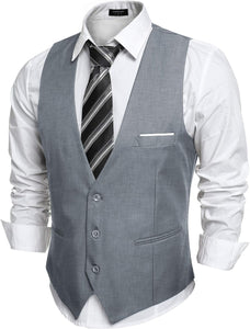 Men's Beige Sleeveless Formal Slim Fit Suit Vest