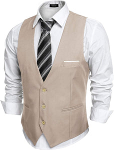 Men's Black Sleeveless Formal Slim Fit Suit Vest