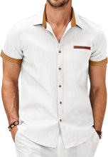 Load image into Gallery viewer, Men&#39;s White Denim Short Sleeve Shirt