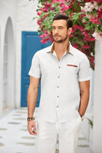 Load image into Gallery viewer, Men&#39;s White Denim Short Sleeve Shirt