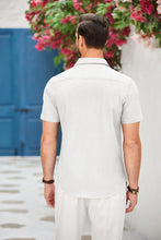 Load image into Gallery viewer, Men&#39;s White Denim Short Sleeve Shirt