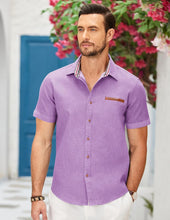 Load image into Gallery viewer, Men&#39;s Lavender Purple Denim Short Sleeve Shirt