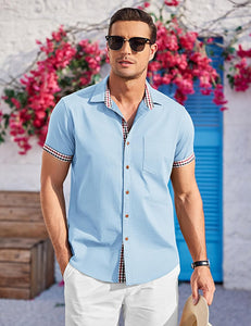 Men's White Denim Short Sleeve Shirt