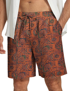 Men's Teal Printed Summer Beach Elastic Shorts