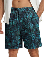 Load image into Gallery viewer, Men&#39;s Teal Printed Summer Beach Elastic Shorts