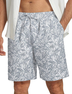 Men's Teal Printed Summer Beach Elastic Shorts