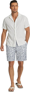 Men's Black & White Printed Summer Beach Elastic Shorts