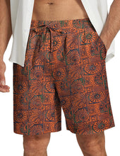 Load image into Gallery viewer, Men&#39;s Orange Sunflower Printed Summer Beach Elastic Shorts