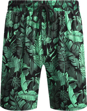 Load image into Gallery viewer, Men&#39;s Black &amp; Green Leaves Short Sleeve Shirt &amp; Shorts Set