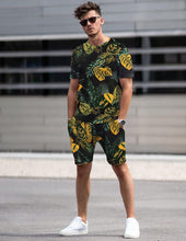 Load image into Gallery viewer, Men&#39;s White Green Leaves Shirt &amp; Shorts Set