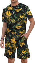 Load image into Gallery viewer, Men&#39;s White/Black Leaves Shirt &amp; Shorts Set