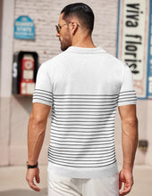 Load image into Gallery viewer, Men&#39;s Premium Light Blue Striped Short Sleeve Shirt