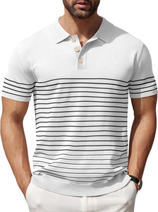 Men's Premium Light Blue Striped Short Sleeve Shirt