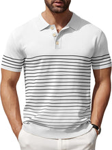 Load image into Gallery viewer, Men&#39;s Premium White Striped Short Sleeve Shirt