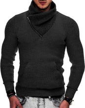 Load image into Gallery viewer, Men&#39;s Red Knit Shawl Neck Zipper Style Long Sleeve Sweater