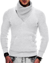 Load image into Gallery viewer, Men&#39;s Khaki Knit Shawl Neck Zipper Style Long Sleeve Sweater