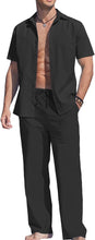Load image into Gallery viewer, Men&#39;s Linen Khaki Short Sleeve Button Shirt &amp; Pants Set