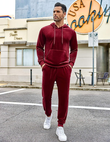 Men's Red Hoodie & Pants Sweatsuit Set