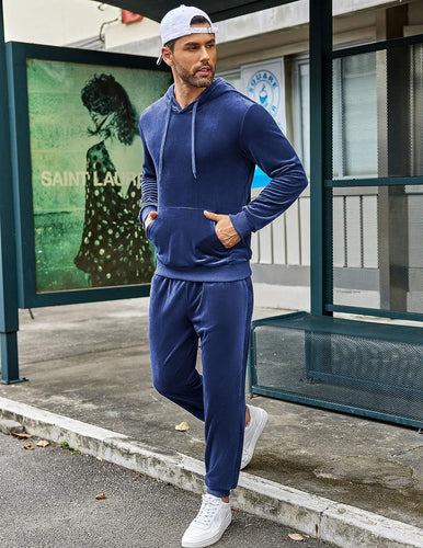 Men's Navy Blue Hoodie & Pants Sweatsuit Set