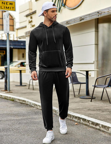 Men's Black Hoodie & Pants Sweatsuit Set