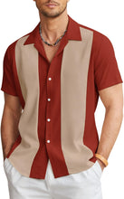 Load image into Gallery viewer, Men&#39;s Cuban Style Red/White Striped Short Sleeve Shirt