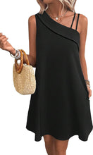 Load image into Gallery viewer, Black One Shoulder Strappy Mini Dress