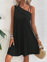 Load image into Gallery viewer, Black One Shoulder Strappy Mini Dress