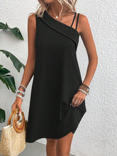 Load image into Gallery viewer, Black One Shoulder Strappy Mini Dress