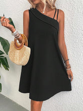 Load image into Gallery viewer, Black One Shoulder Strappy Mini Dress