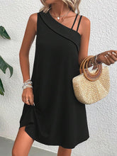 Load image into Gallery viewer, Black One Shoulder Strappy Mini Dress