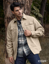 Load image into Gallery viewer, Men&#39;s Grey Cotton Flannel Long Sleeve Shirt Jacket