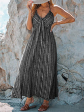 Load image into Gallery viewer, Cabo Holiday Brown Printed Backless Maxi Dress