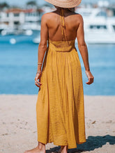 Load image into Gallery viewer, Cabo Holiday Yellow Printed Backless Maxi Dress