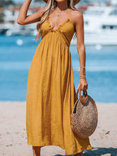 Load image into Gallery viewer, Cabo Holiday Orange Printed Backless Maxi Dress