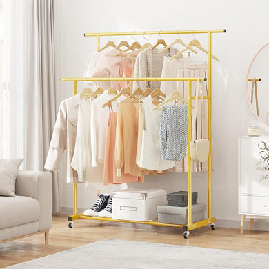 360 Gold Double Rod Metal Clothing Rack