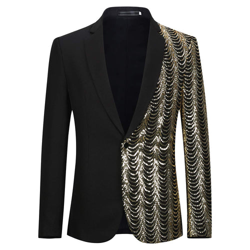 Chain Men's Stylish Sequin Long Sleeve Dress Blazer