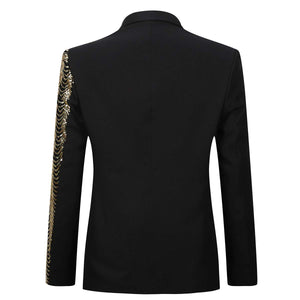 Chain Men's Stylish Sequin Long Sleeve Dress Blazer