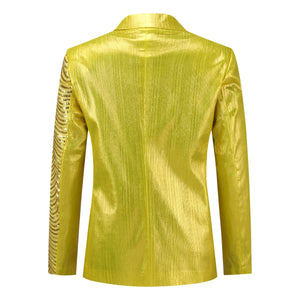 Chain Gold Men's Stylish Sequin Long Sleeve Dress Blazer
