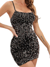 Load image into Gallery viewer, Black Sequin Metallic Sleeveless Mini Dress