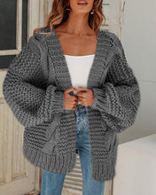 Load image into Gallery viewer, Boho Brown Textured Open Front Long Sleeve Sweater