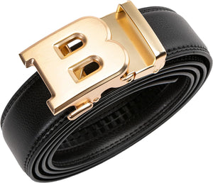 Men's Fashion Initial Black/Gold D Leather Adjustable Belt