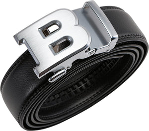 Men's Fashion Initial Black/Silver G Leather Adjustable Belt