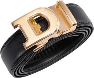 Men's Fashion Initial Black/Gold G Leather Adjustable Belt