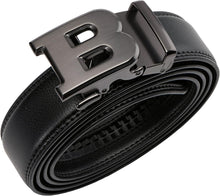 Load image into Gallery viewer, Men&#39;s Fashion Initial Black/Silver B Leather Adjustable Belt