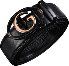 Load image into Gallery viewer, Men&#39;s Fashion Initial Black/Gold B Leather Adjustable Belt