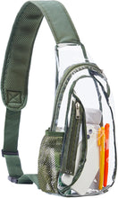 Load image into Gallery viewer, Adjustable Clear Crossbody Green Strap Messenger Bag