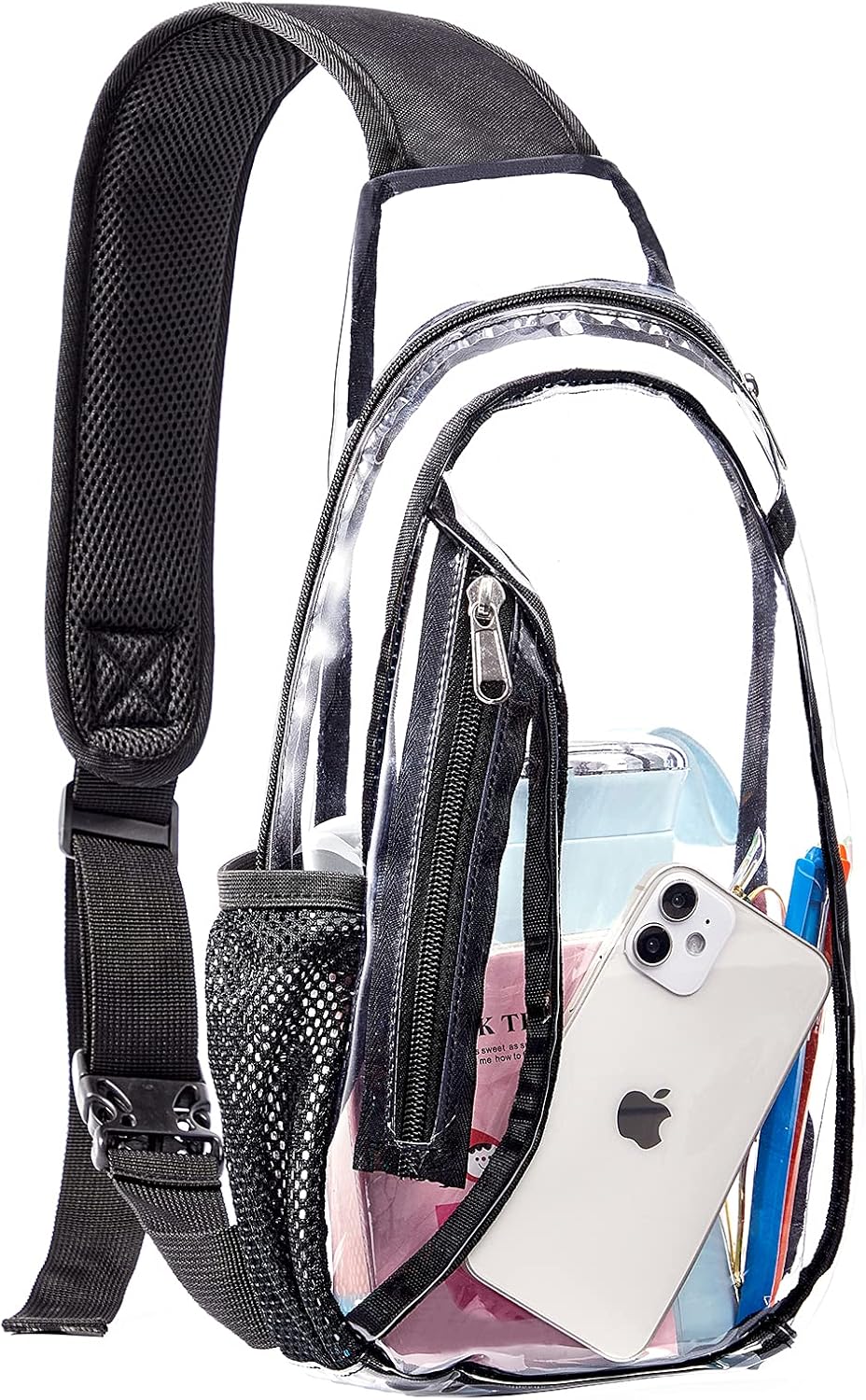 Adjustable Clear Crossbody Black Strap Messenger Bag