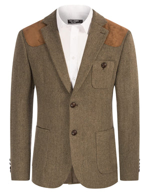 Men's British Tweed Brown Wool Long Sleeve Blazer
